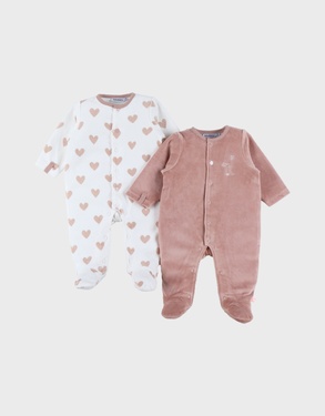 Set of 2 baby pyjamas, velour