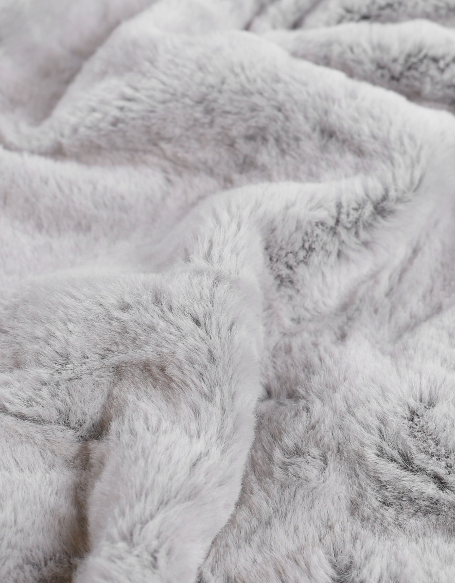 Light grey faux fur walker blanket