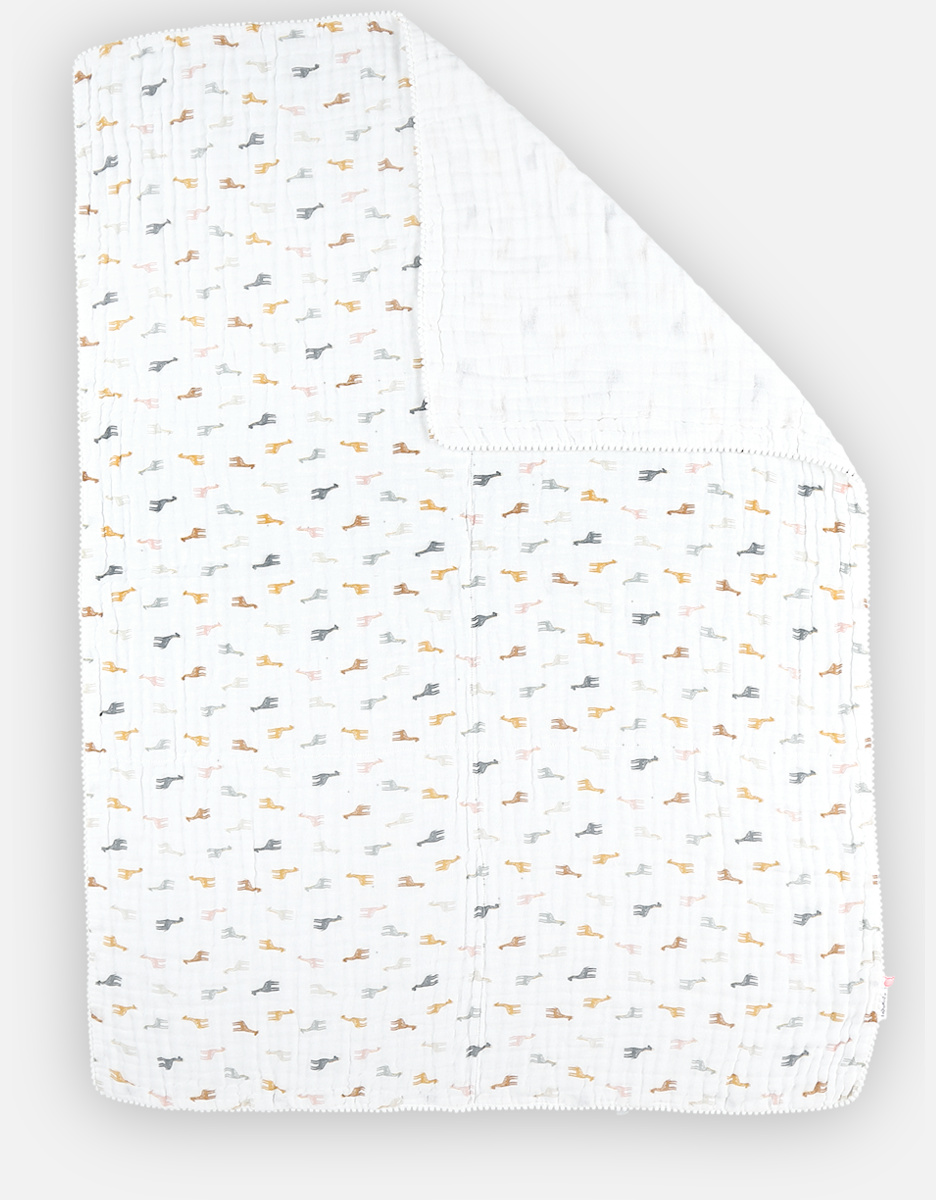 75x100 cm blanket with giraffe print, ORGANIC muslin