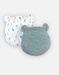 Set with ergonomic pillow + 2 covers, green and off-white