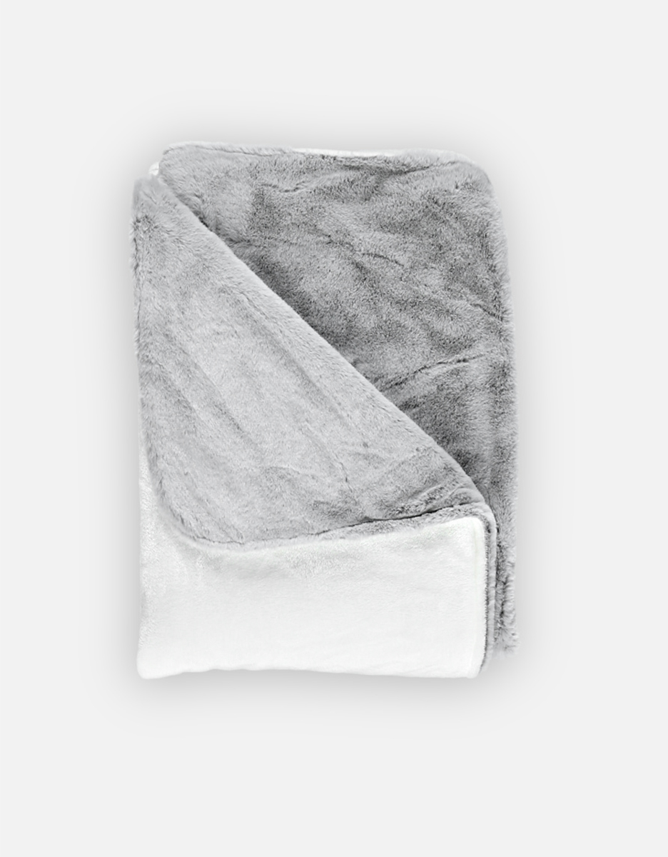 Faux fur 140 x 200cm blanket, grey