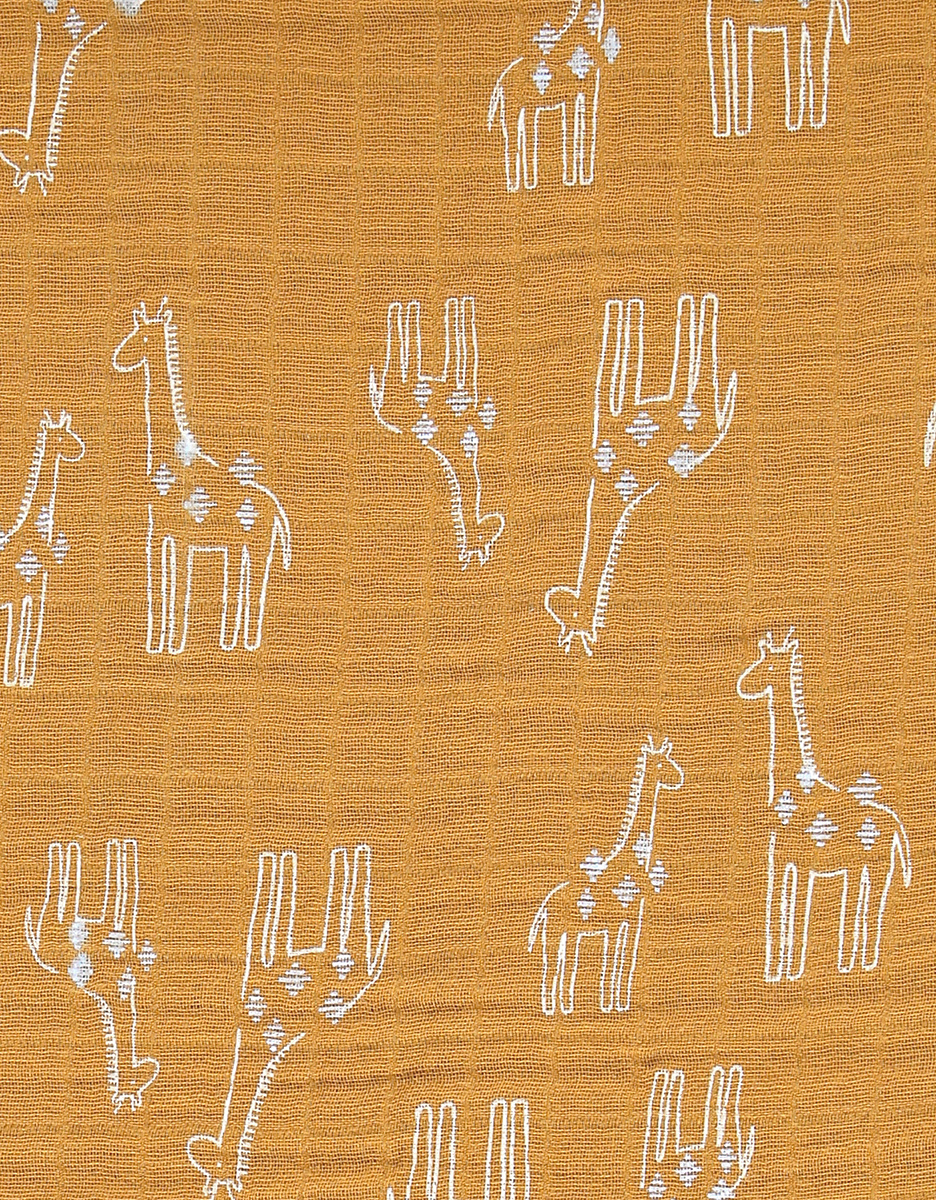 BIO mousseline 100 x 140 cm dekbedovertrek met giraffen, okergeel