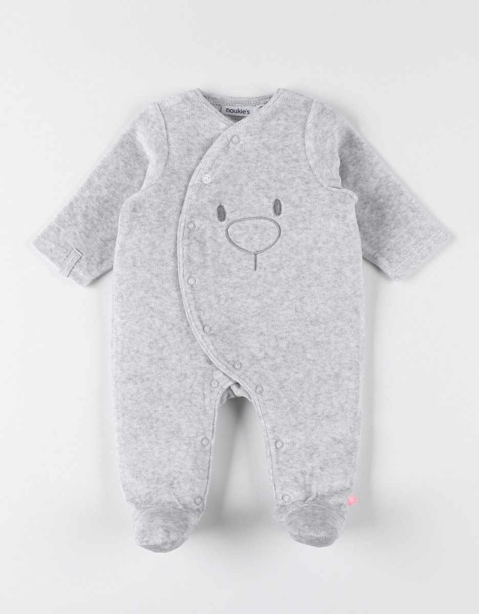 Gray heathered velvet sleepsuit