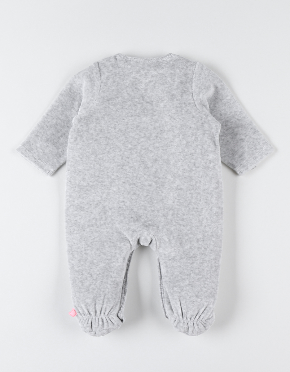 Gray heathered velvet sleepsuit