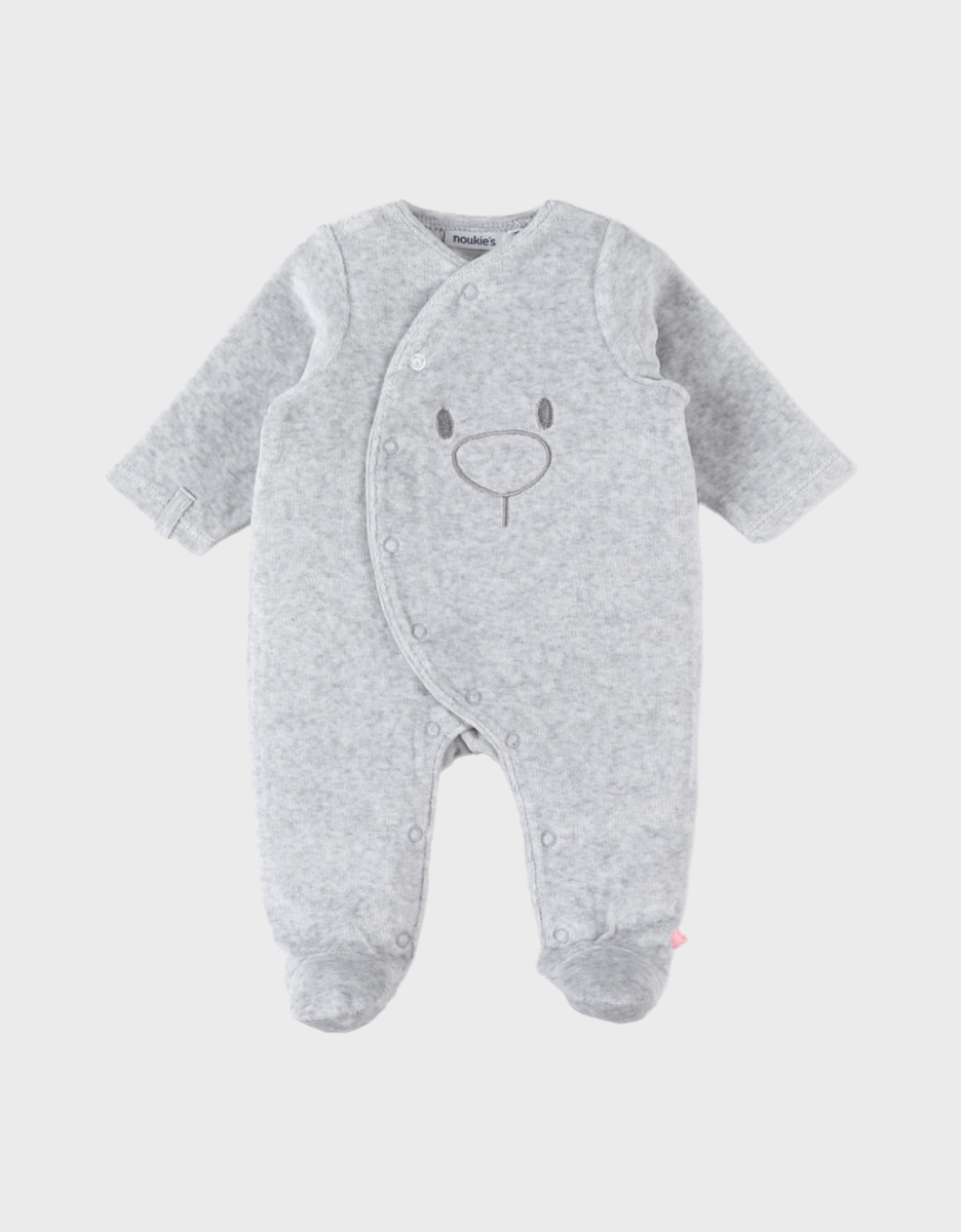 Gray heathered velvet sleepsuit