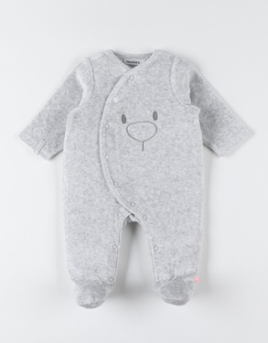 Pyjama dors-bien en velours gris chiné