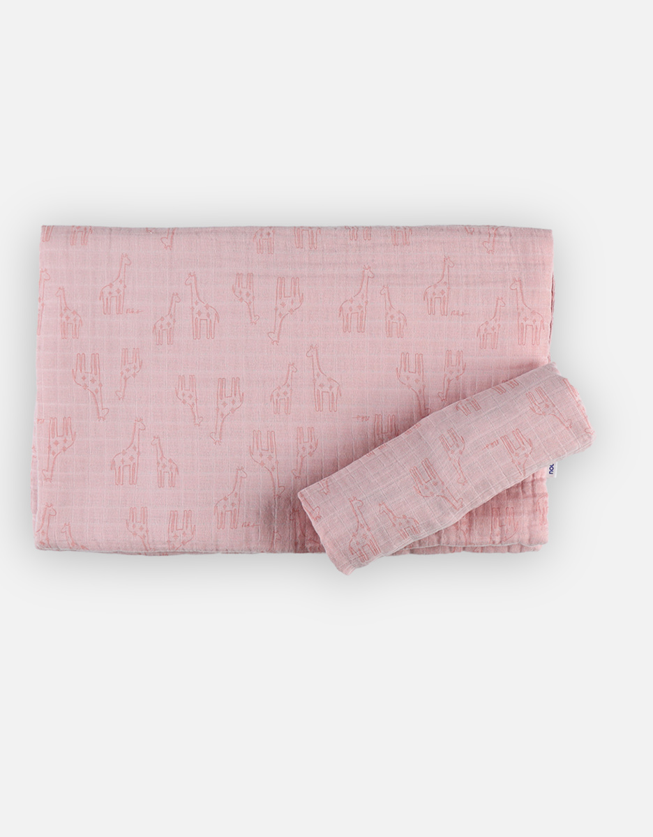 Set of organic muslin covers for moses basket and crib, pink