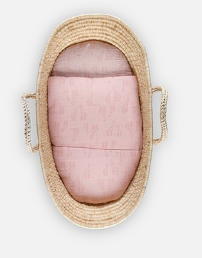 Set of organic muslin covers for moses basket and crib, pink