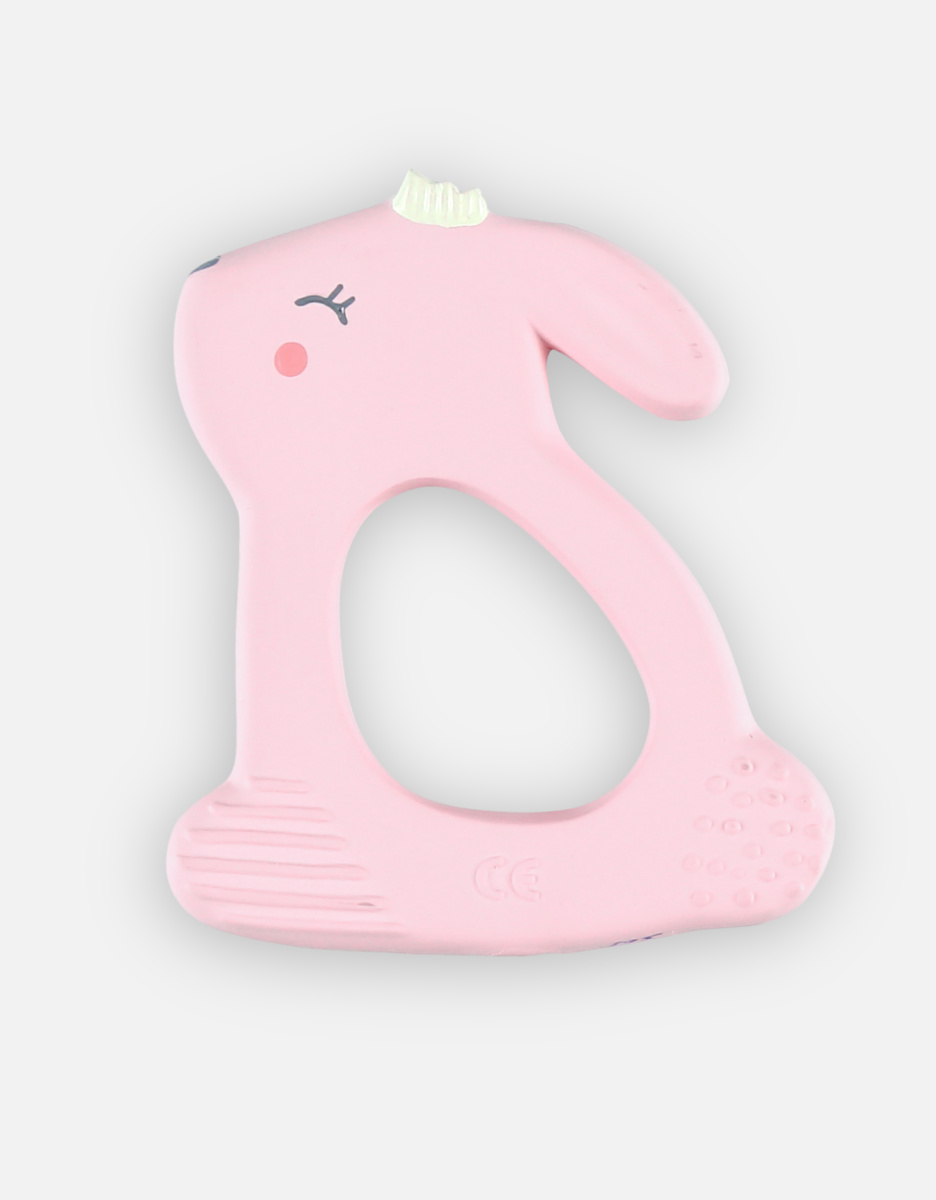 Anneau de dentition lapin en caoutchouc naturel, rose
