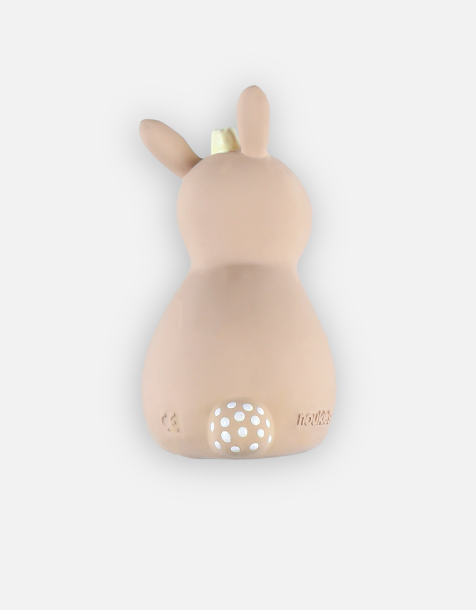 Natural rubber bunny bath toy with rattle, beige