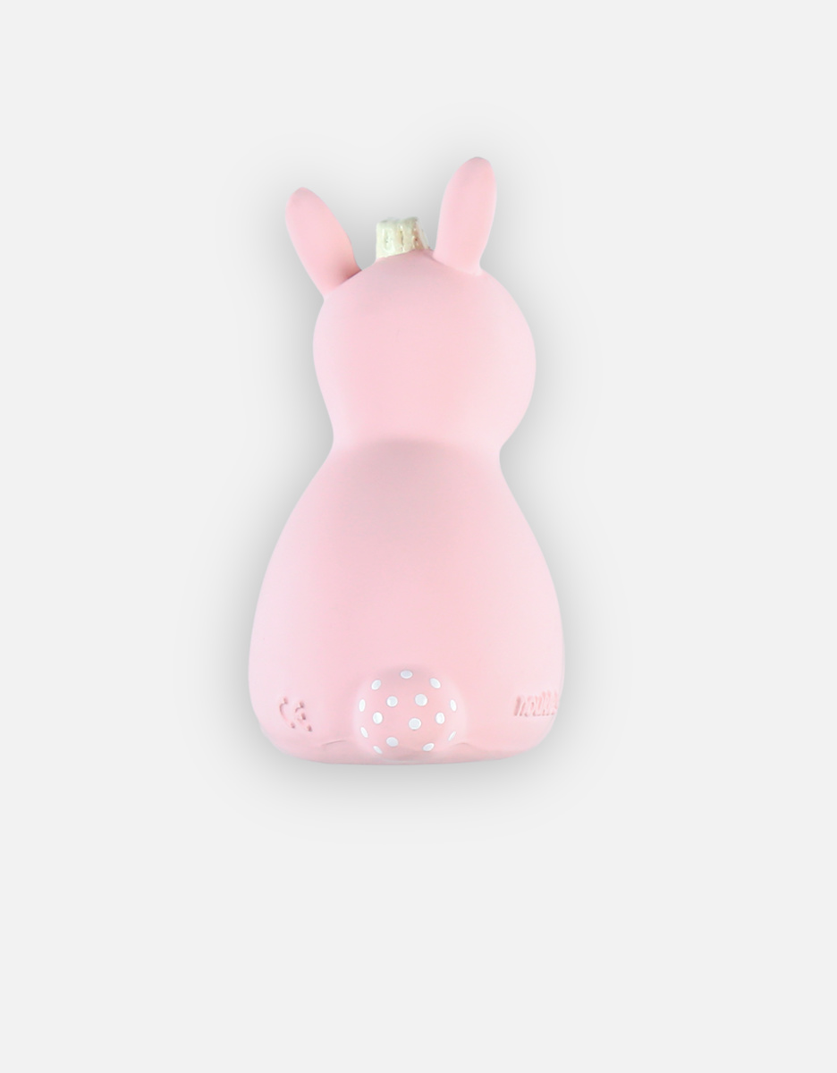 Jouet de bain lapin avec hochet en caoutchouc naturel, rose
