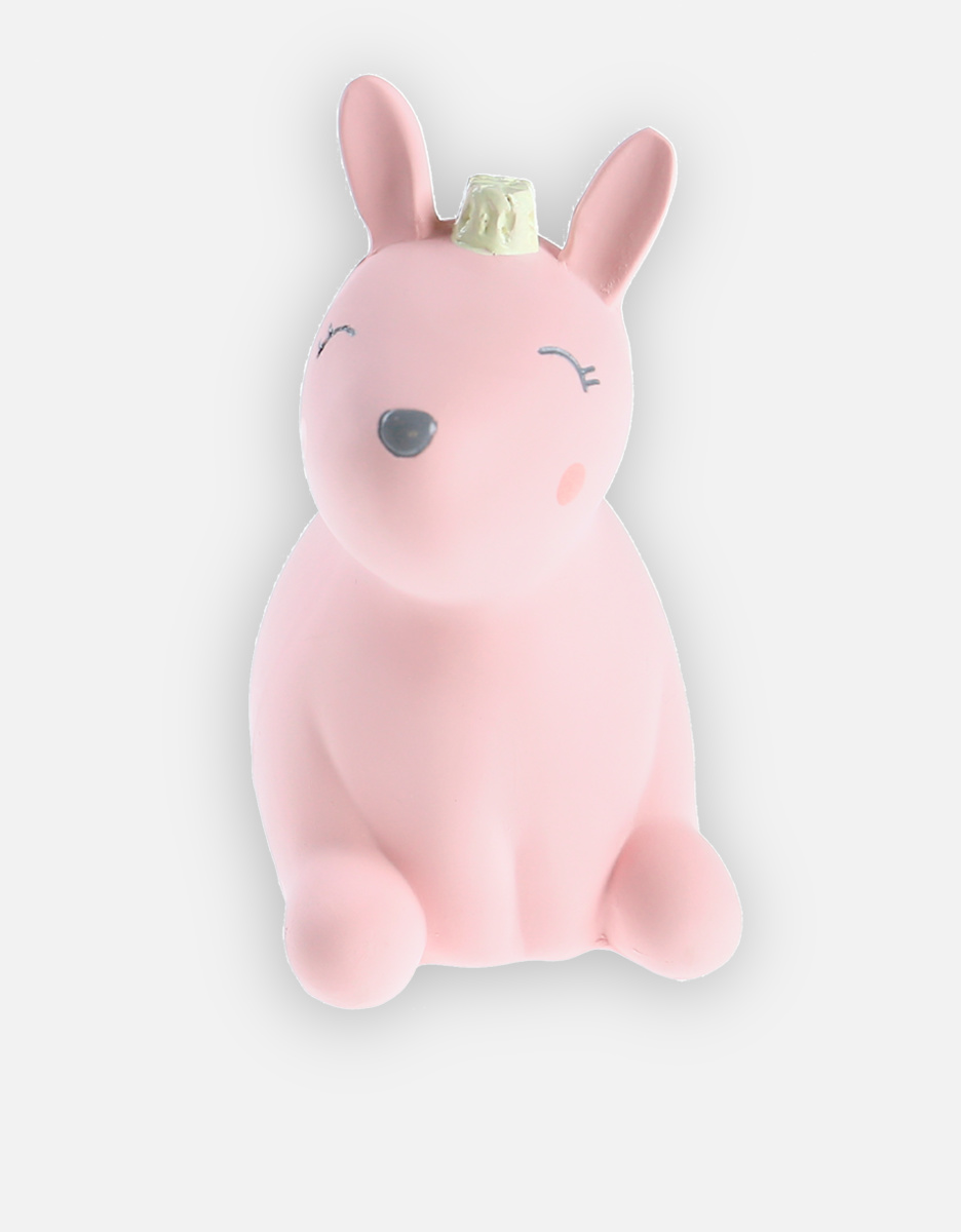 Jouet de bain lapin avec hochet en caoutchouc naturel, rose