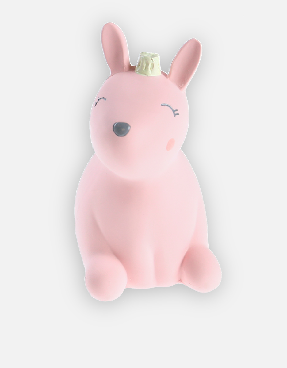 Natural rubber bunny bath toy with rattle, pink