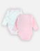 Set of 2 organic cotton crossover bodysuits, pink/white