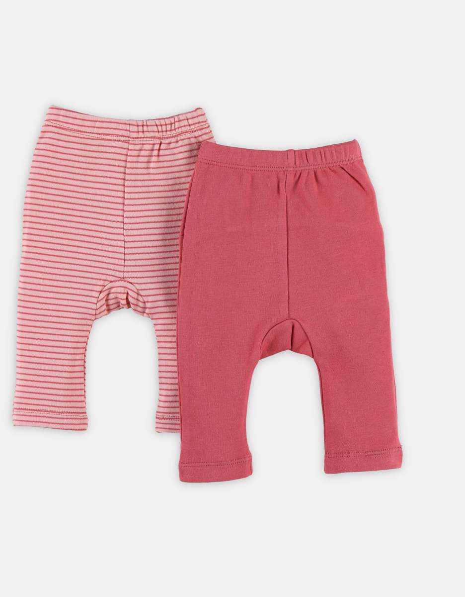 Set of 2 organic cotton leggings, pink