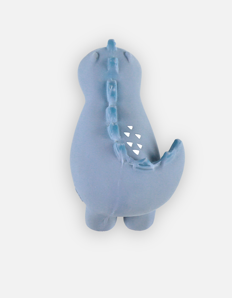 Dinosaurus badspeeltje met rammelaar uit natuurlijk rubber, blauw