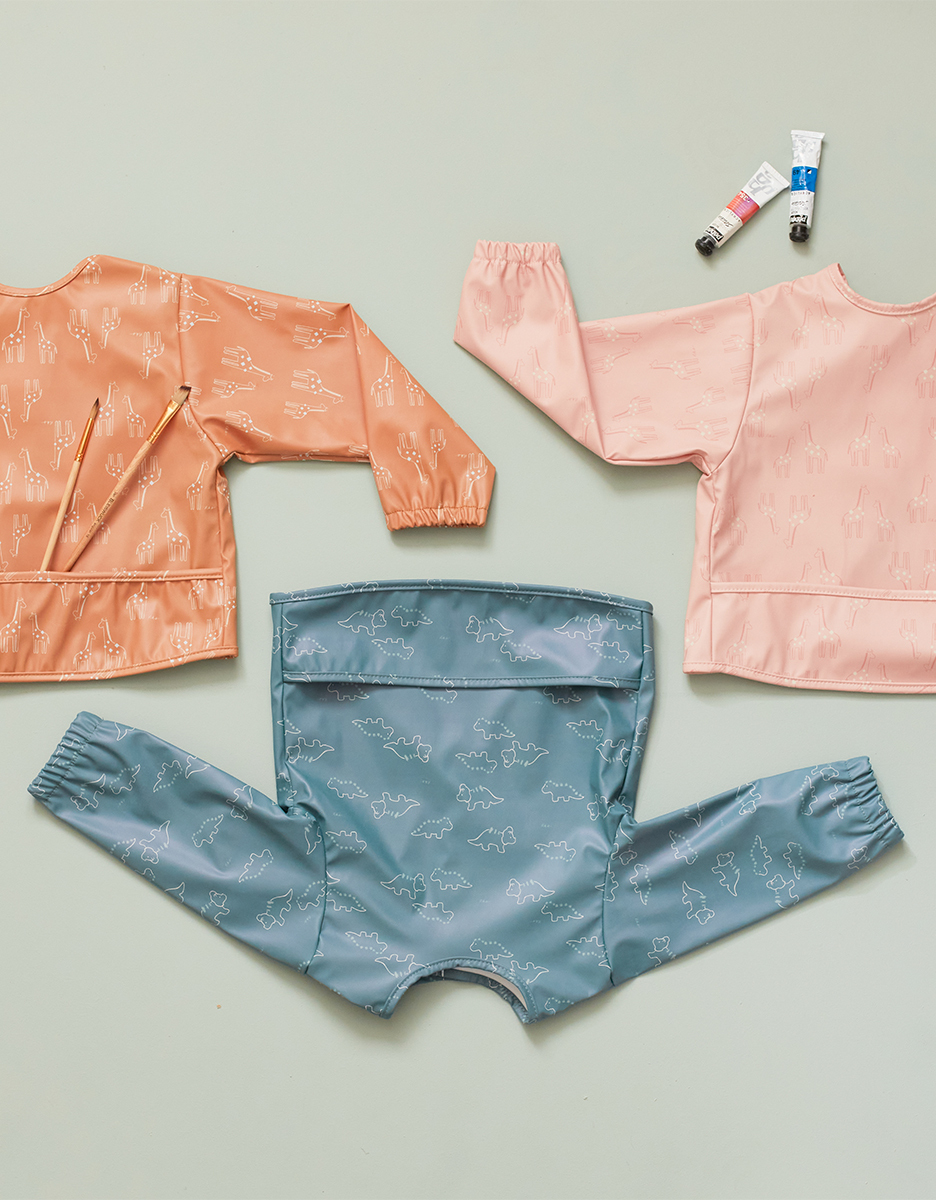 Apron with sleeves, ochre