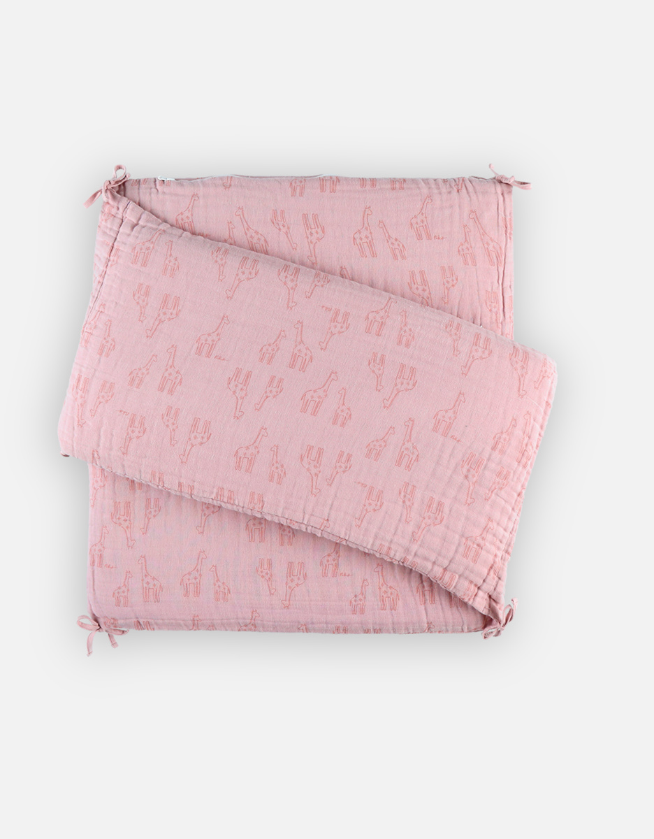 Organic muslin breathable bed bumper, pink