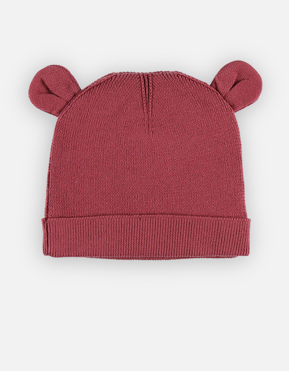 Knitted beanie, bordeaux red