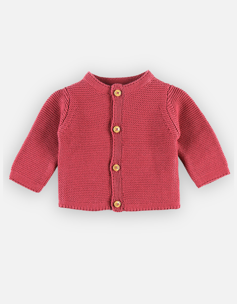 Knitted cardigan, bordeaux red