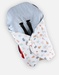Quilted organic cotton muslin walking blanket, off-white/blue