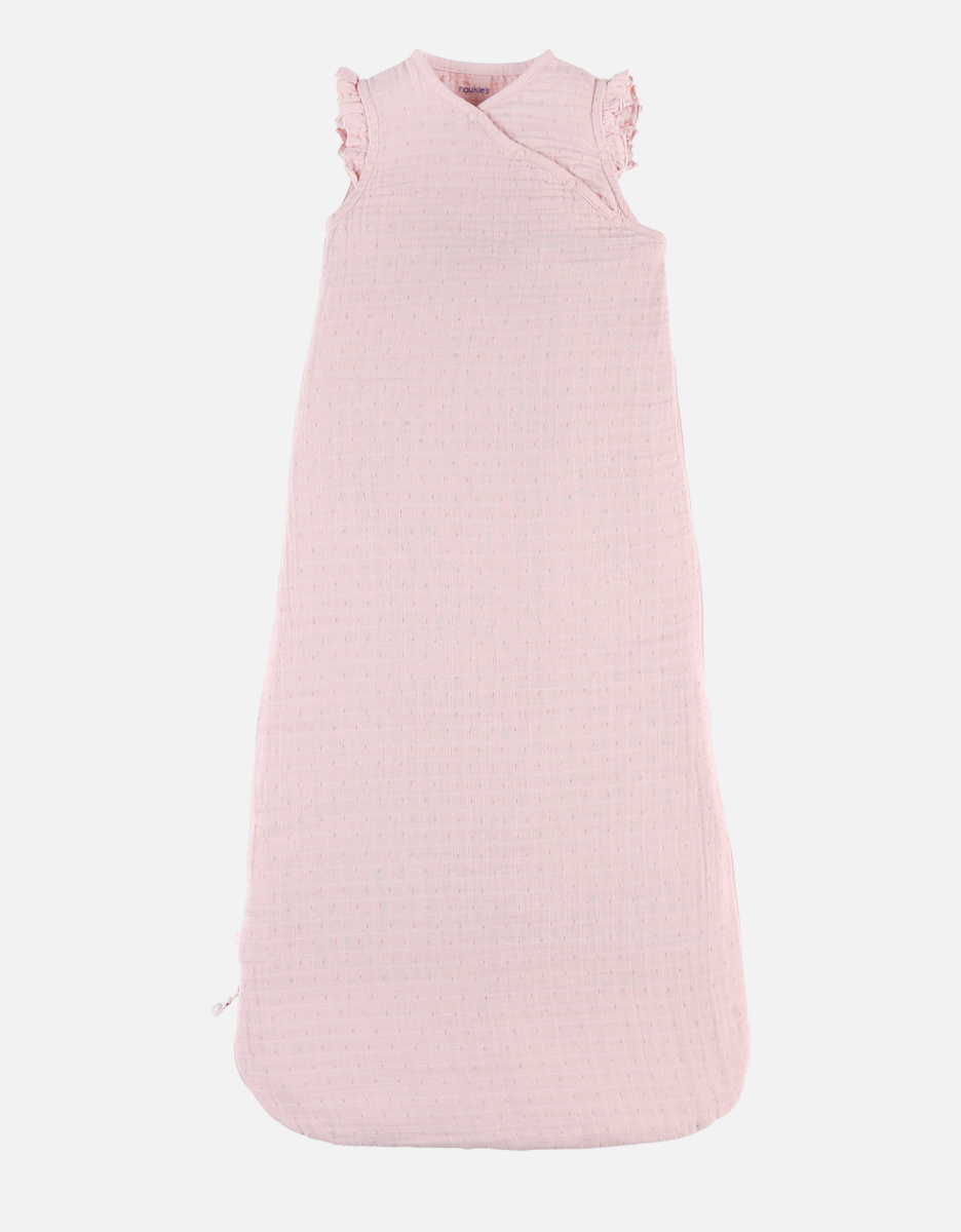 Organic cotton muslin 100 cm sleeping bag, light pink