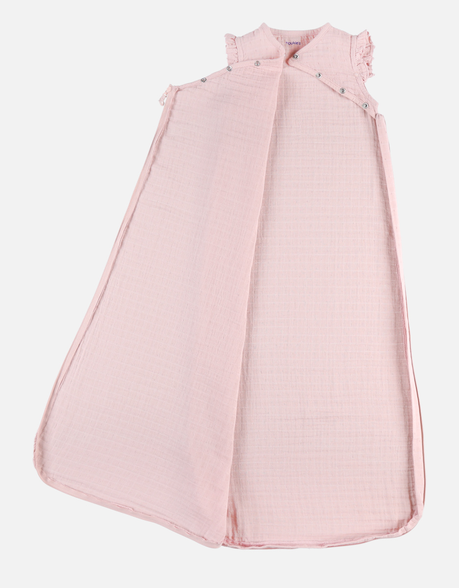 Organic cotton muslin 100 cm sleeping bag, light pink