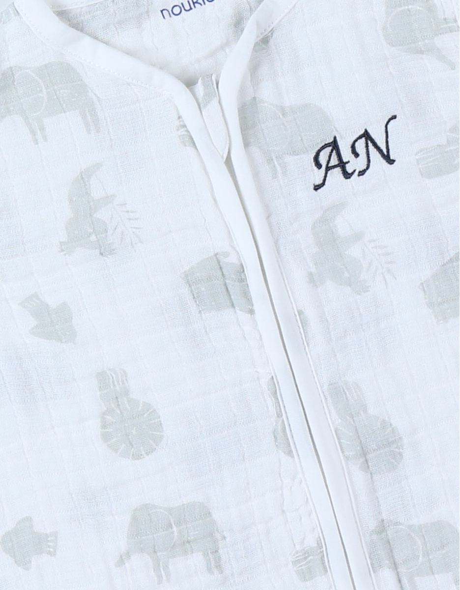 Organic cotton muslin 100 cm sleeping bag, sage