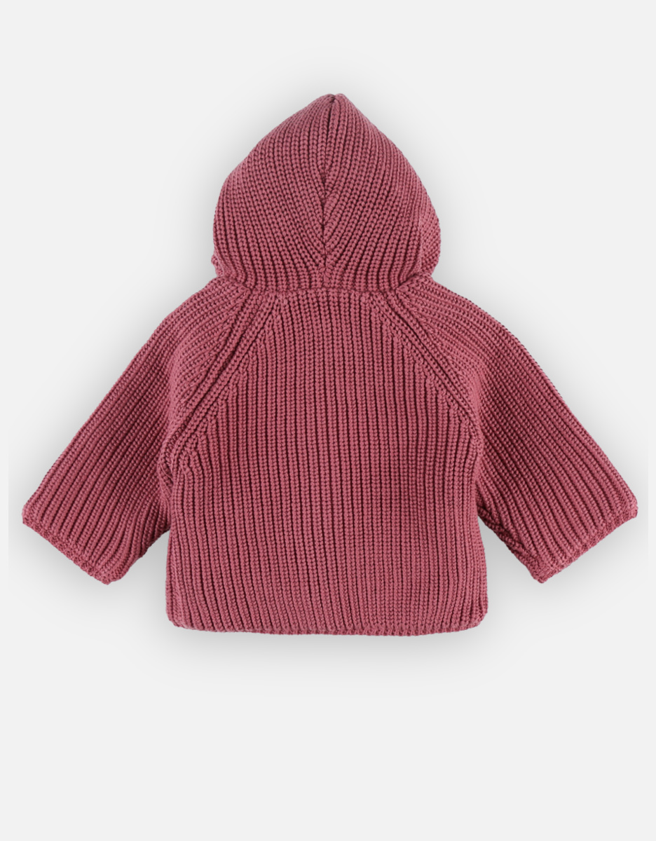 Knitted jacket, bordeaux red