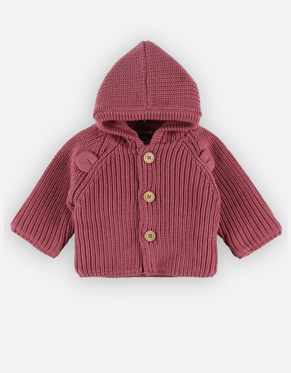 Knitted jacket, bordeaux red