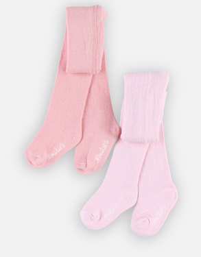 Set with 2 pair of tights, white/light pink