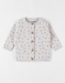 Fijn gebreide cardigan met bladprint, beige/karamel