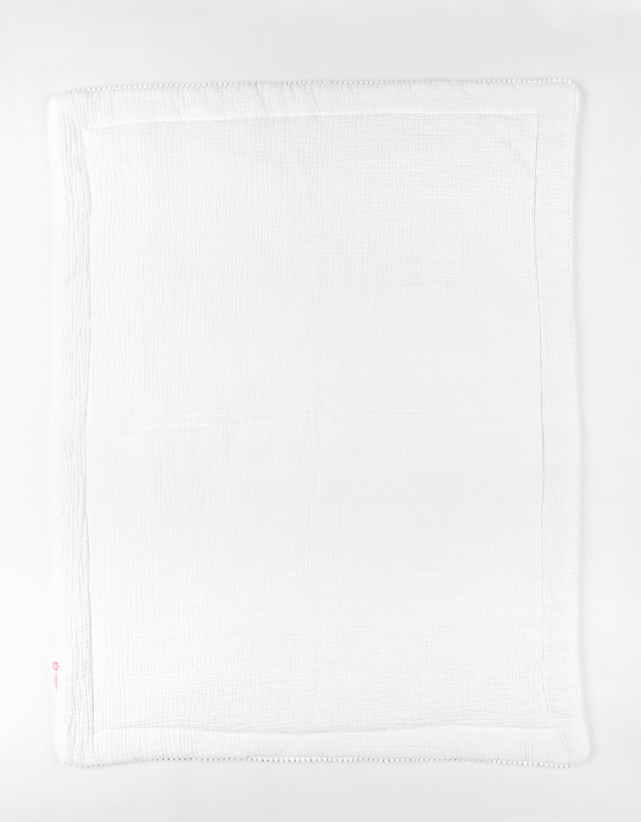 75 x 100 cm gewatteerde mousseline deken met dierenprint, ecru
