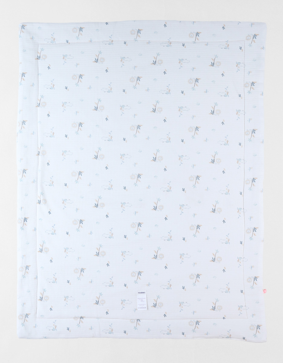 75 x 100 cm wafeljersey deken met savanneprint, ecru