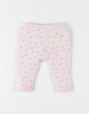 Fine knitted legging with leaf print, light pink