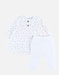Geribd jersey jurk met bladprint + legging set, ecru/karamel