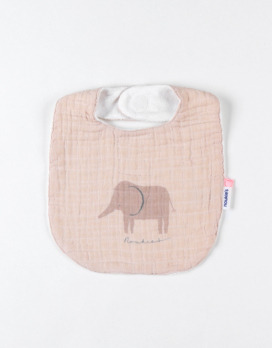Set of 3 muslin and terry bibs, off-white/beige