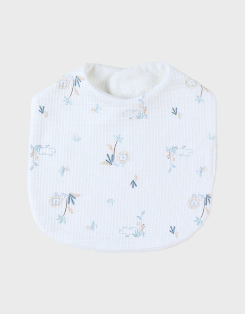 Set met 3 wafeljersey slabbetjes met savanneprint, ecru
