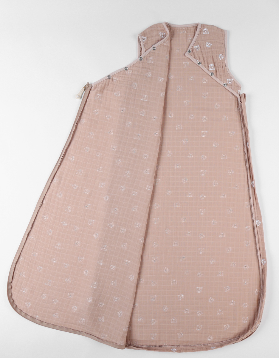 100 cm muslin sleeping bag with leopard print, cappuccino