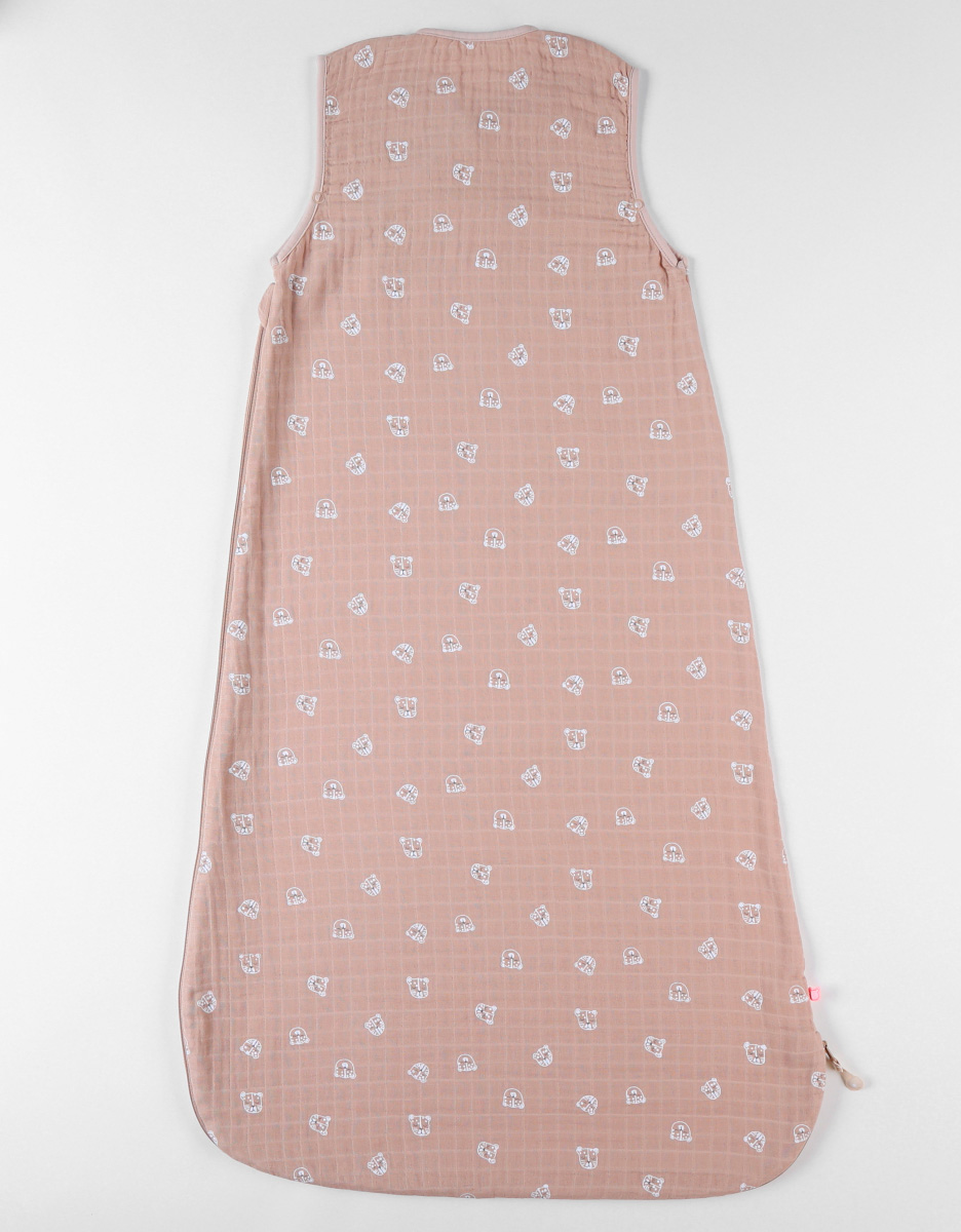 100 cm muslin sleeping bag with leopard print, cappuccino
