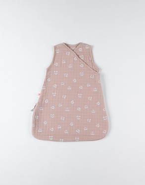 50 cm muslin sleeping bag with leopard print, cappuccino