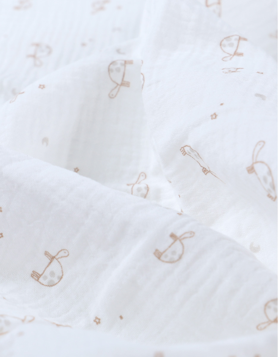 Set of 3 turtle print muslin swaddles, ecru