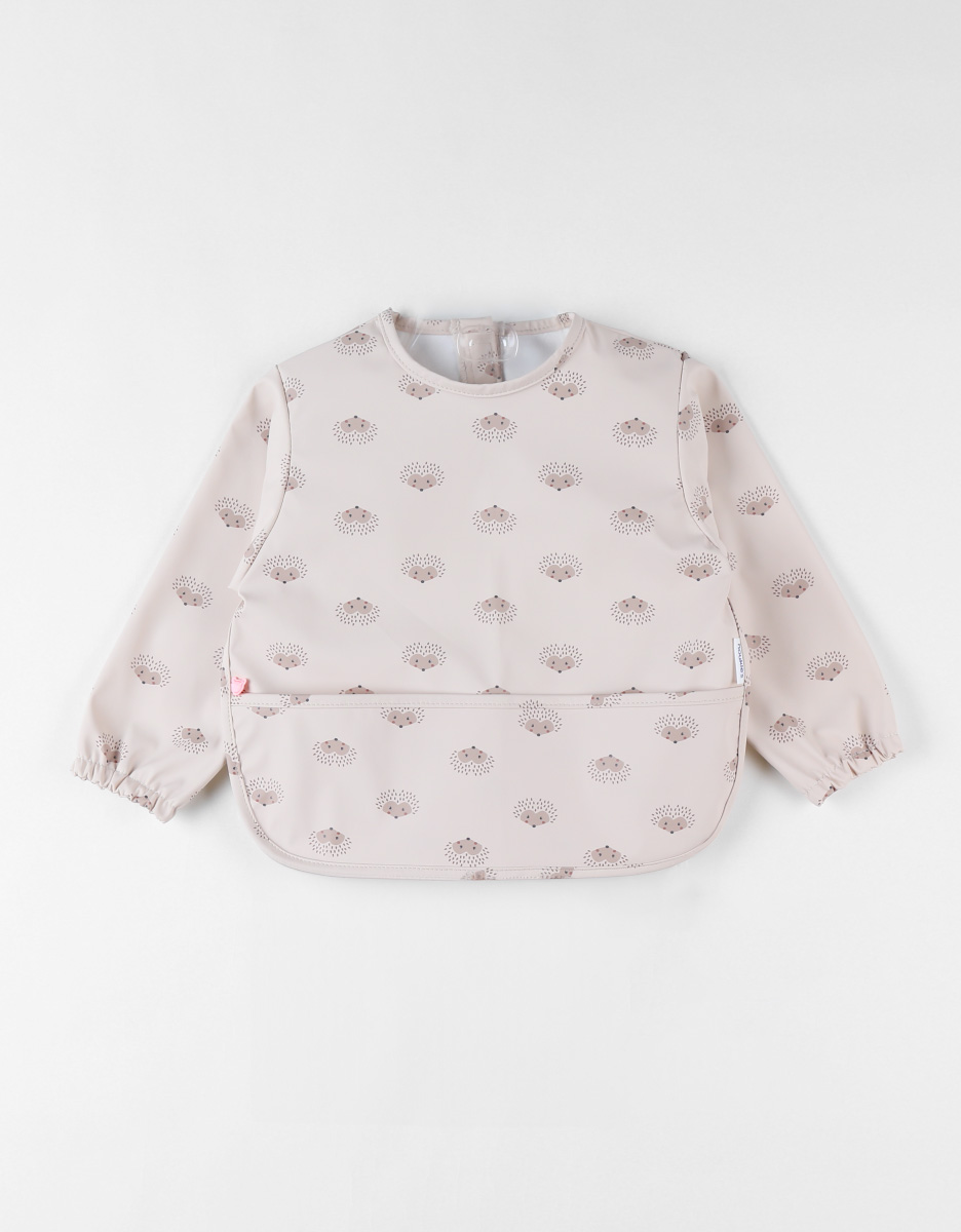 Hedgehog apron with sleeves, pale pink