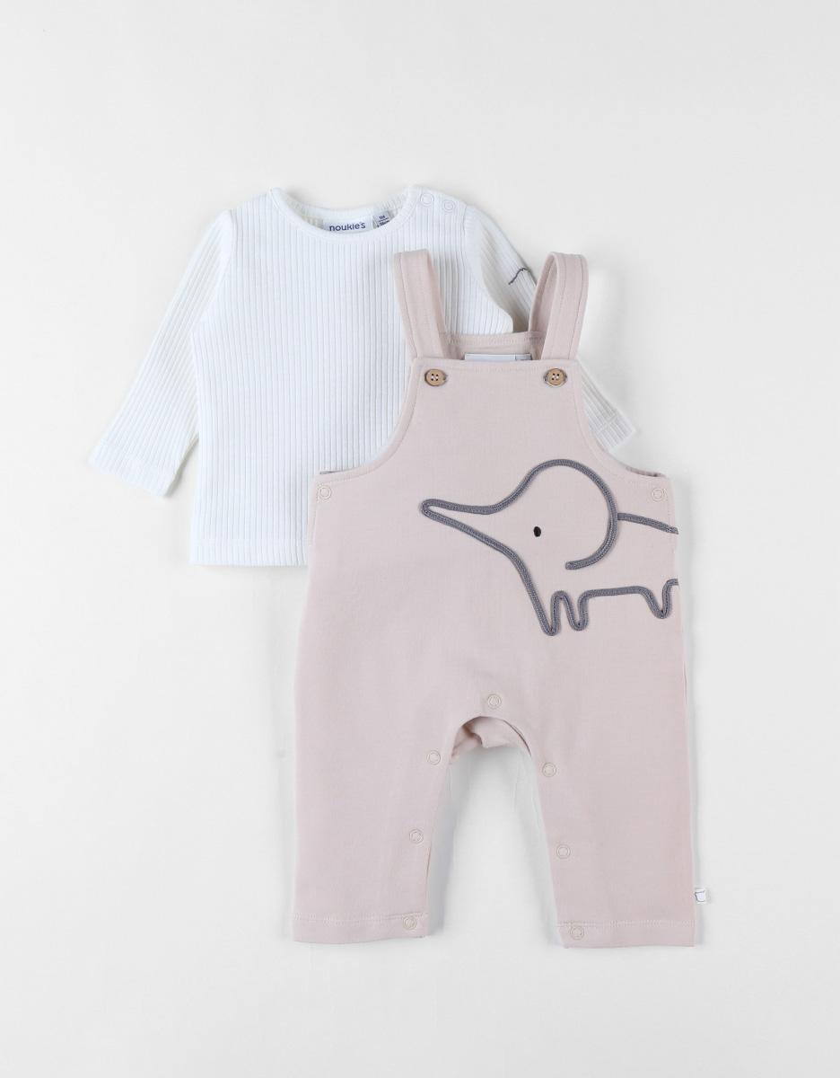 Tuinbroek + t-shirt set, olifant