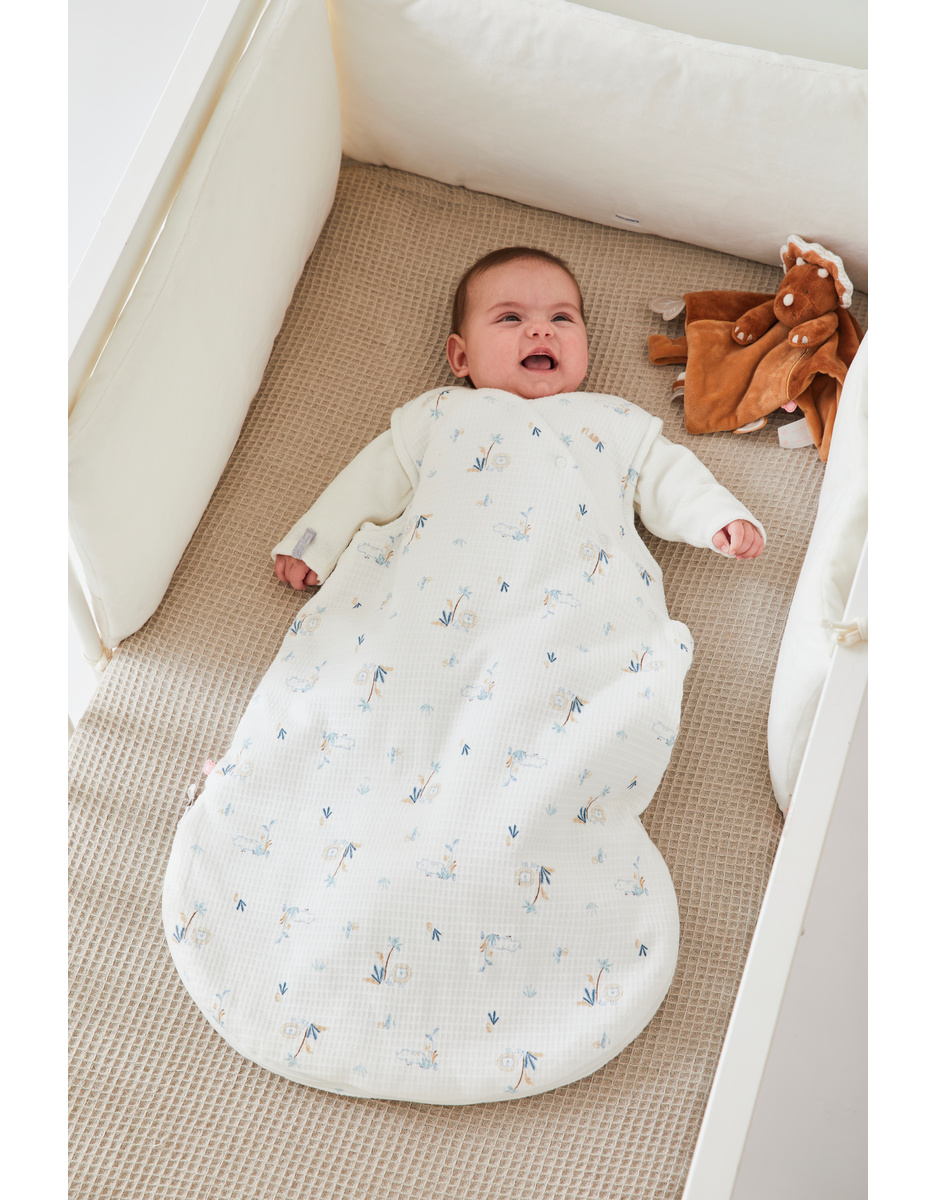 70 cm padded sleeping bag with savanna print, off-white