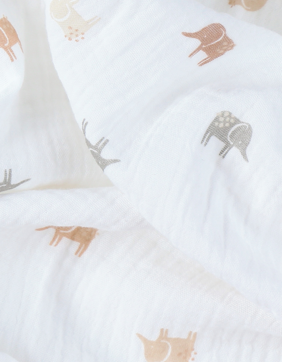 Set met 2  "olifant" luierdoeken uit mousseline 100x100 cm, wit