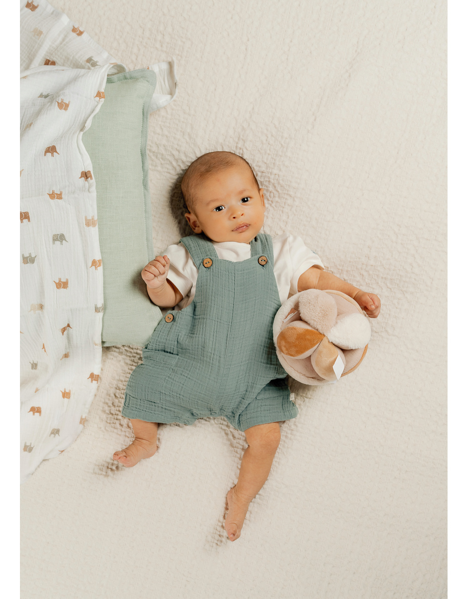 Set of 2 "elephant" print muslin swaddles 70x70 cm, white