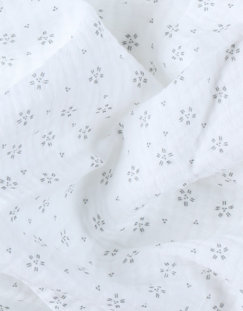 Set of 3 flower print muslin swaddles, white