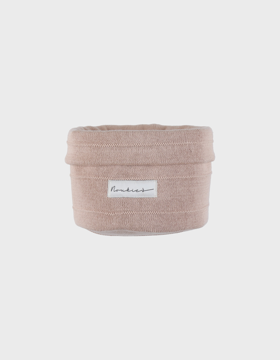 Beauty case en tricot bio rose