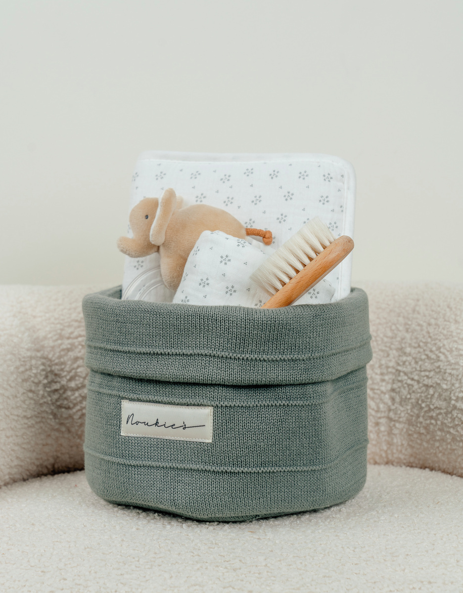 Organic knitted beauty case, kaki